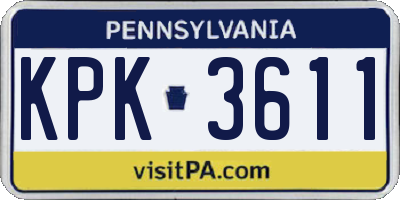 PA license plate KPK3611
