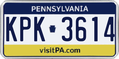 PA license plate KPK3614