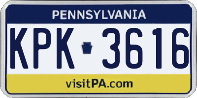 PA license plate KPK3616