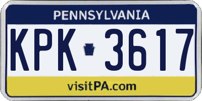 PA license plate KPK3617
