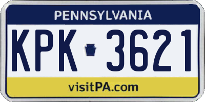 PA license plate KPK3621