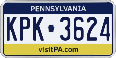PA license plate KPK3624