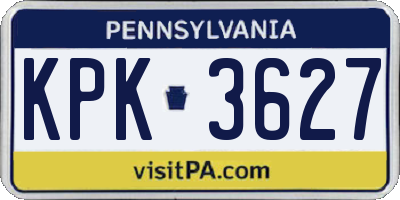 PA license plate KPK3627