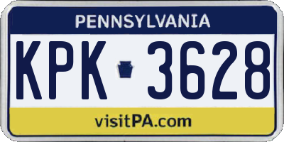 PA license plate KPK3628