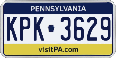 PA license plate KPK3629