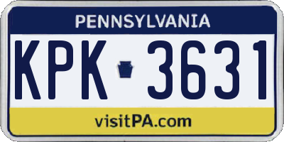 PA license plate KPK3631
