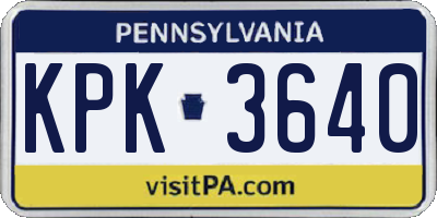 PA license plate KPK3640