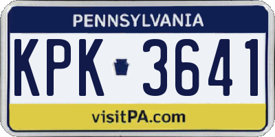 PA license plate KPK3641