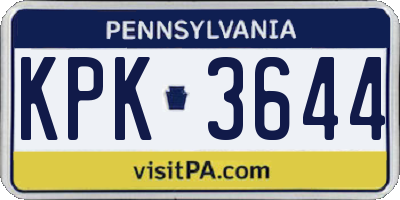 PA license plate KPK3644
