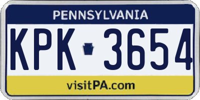 PA license plate KPK3654