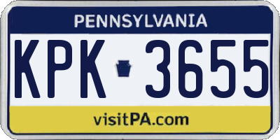 PA license plate KPK3655