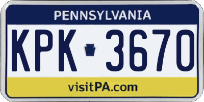 PA license plate KPK3670