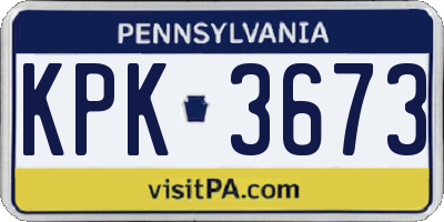 PA license plate KPK3673