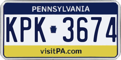 PA license plate KPK3674