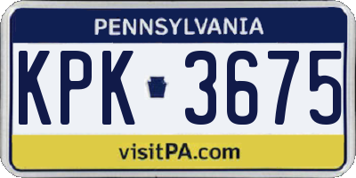 PA license plate KPK3675