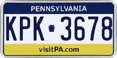 PA license plate KPK3678