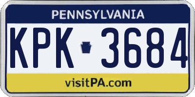 PA license plate KPK3684