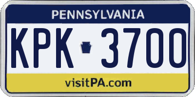 PA license plate KPK3700