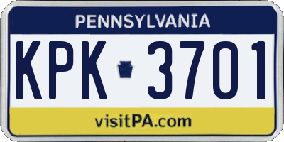 PA license plate KPK3701