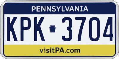 PA license plate KPK3704