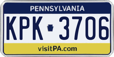 PA license plate KPK3706