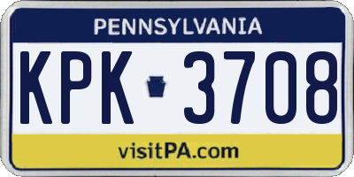 PA license plate KPK3708