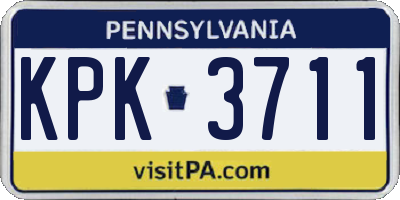 PA license plate KPK3711