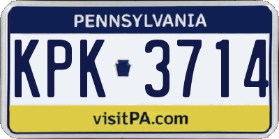 PA license plate KPK3714