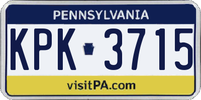 PA license plate KPK3715