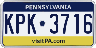 PA license plate KPK3716