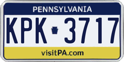 PA license plate KPK3717