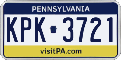 PA license plate KPK3721