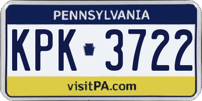 PA license plate KPK3722