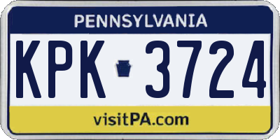 PA license plate KPK3724