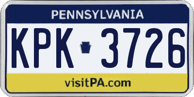 PA license plate KPK3726
