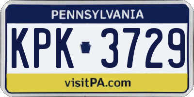 PA license plate KPK3729