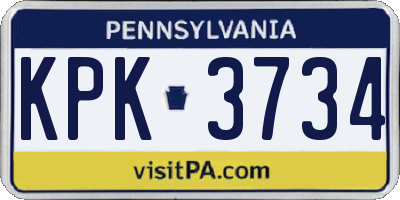 PA license plate KPK3734