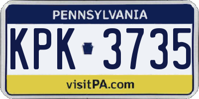 PA license plate KPK3735