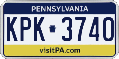 PA license plate KPK3740