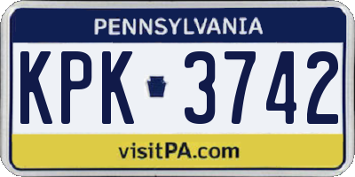 PA license plate KPK3742