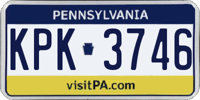 PA license plate KPK3746
