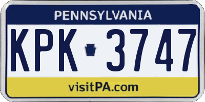 PA license plate KPK3747