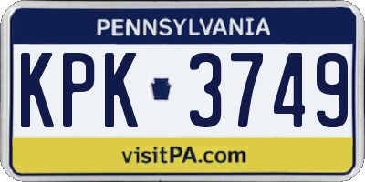 PA license plate KPK3749