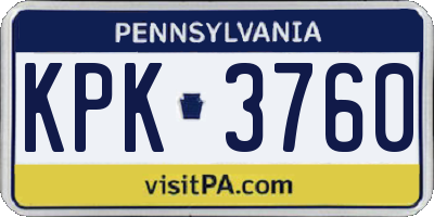 PA license plate KPK3760