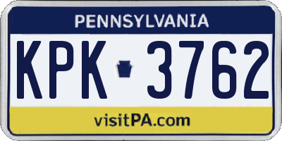 PA license plate KPK3762