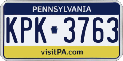 PA license plate KPK3763