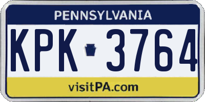 PA license plate KPK3764