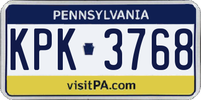 PA license plate KPK3768
