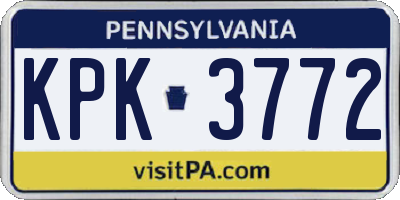 PA license plate KPK3772