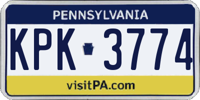 PA license plate KPK3774